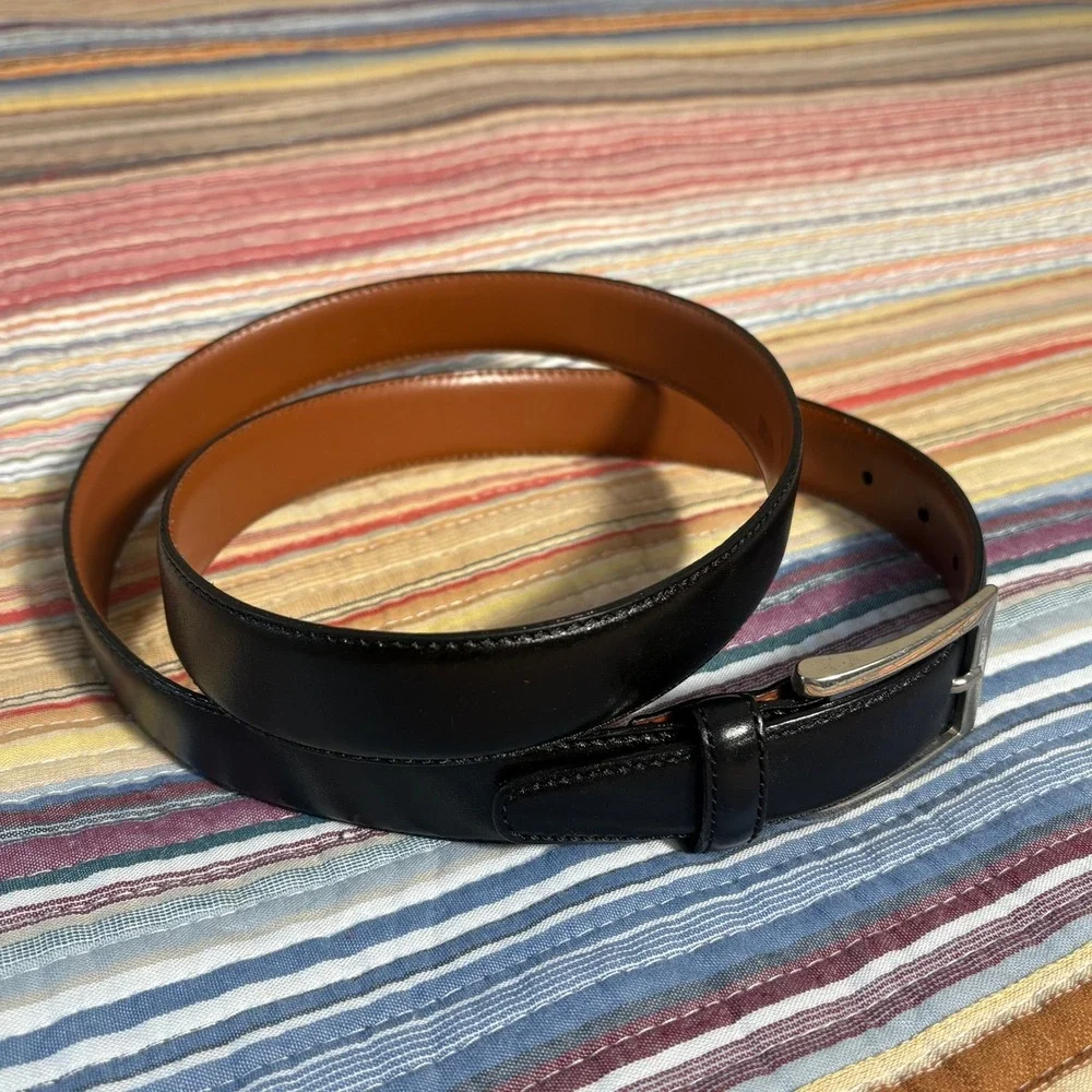 Brooks Brothers 346 Mens Black Leather Dress Belt Made in Italy Size 42/105